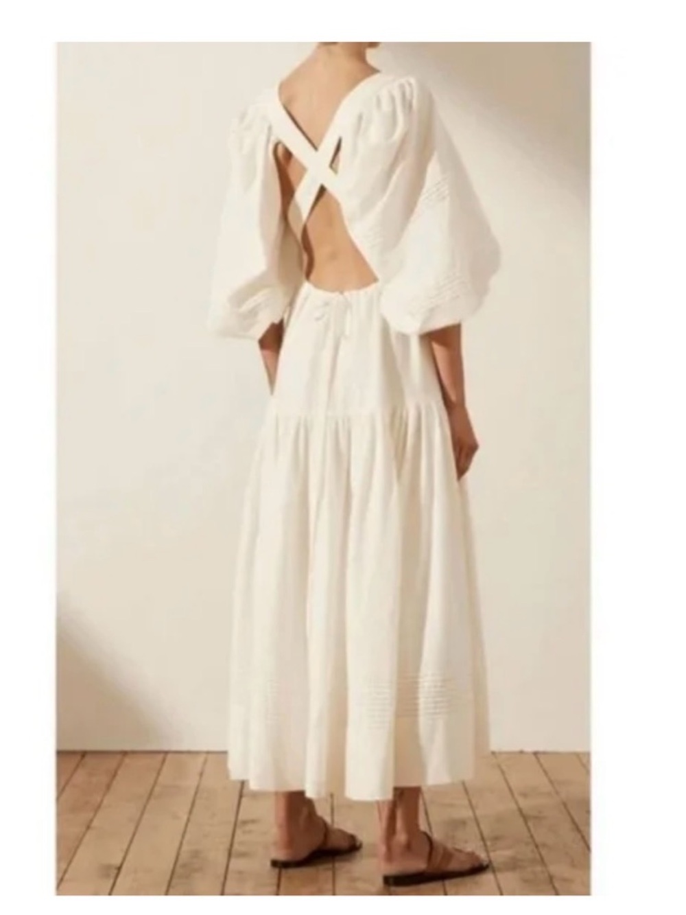 Shona Joy Cream Puff-Sleeve Tiered Maxi Dress - Picture 2 of 12